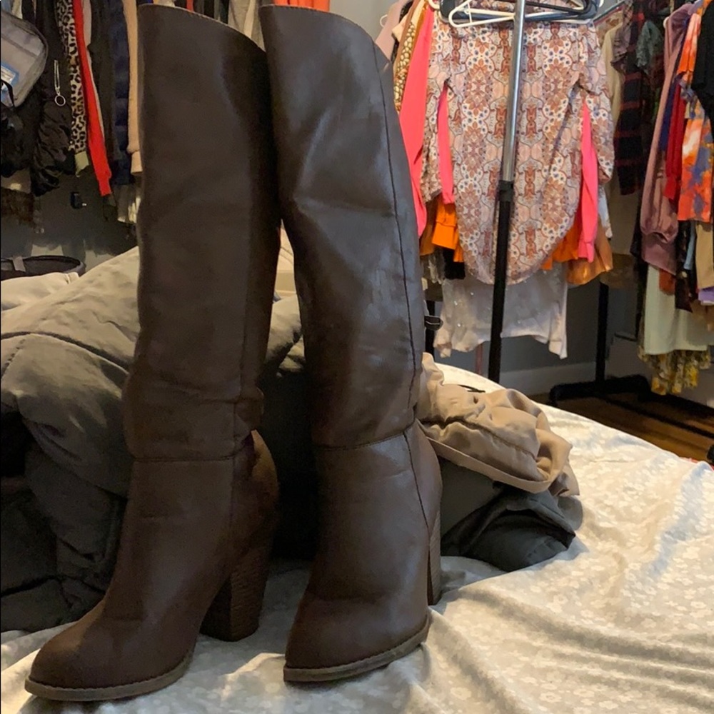 Brown heeled boots